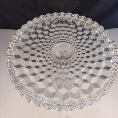 Vintage Fostoria American Cubist Round Cake Pedestal with Rum Well- Approx 10" in Diameter