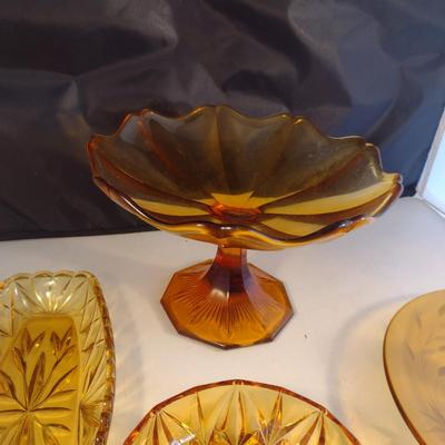 Collection of Amber Glass Serve Ware