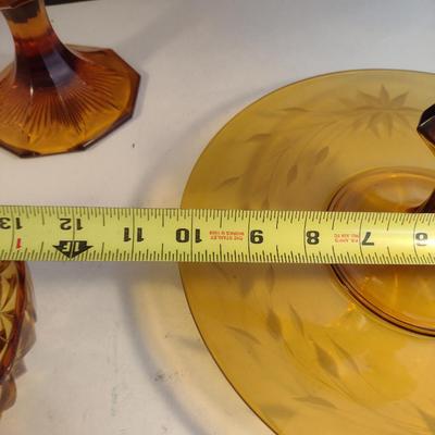 Collection of Amber Glass Serve Ware