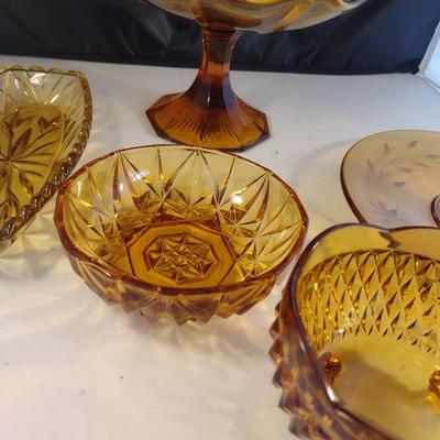 Collection of Amber Glass Serve Ware