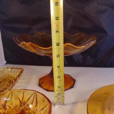 Collection of Amber Glass Serve Ware