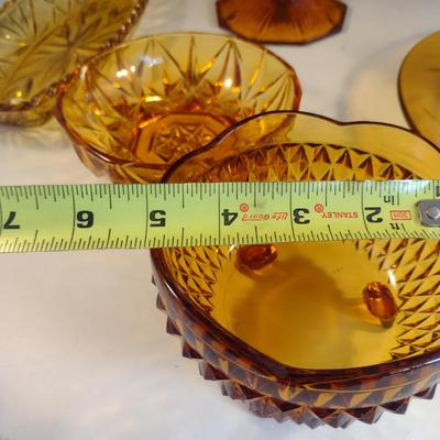 Collection of Amber Glass Serve Ware