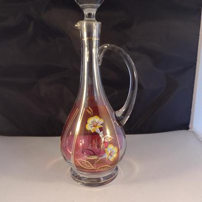 Czech Wine Decanter with Stopper- Approx 15" Tall