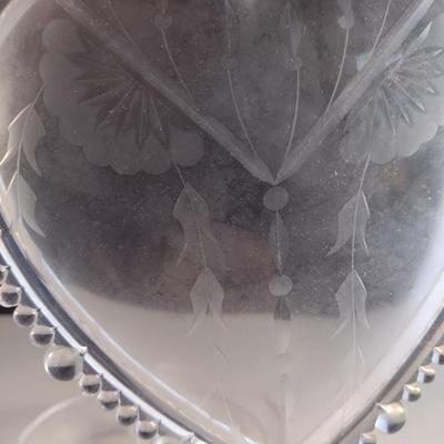 Glass Heart Shaped Divided Candy Box with Lid