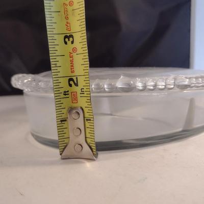 Glass Heart Shaped Divided Candy Box with Lid