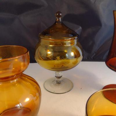 Collection of Amber Glass Home Decor