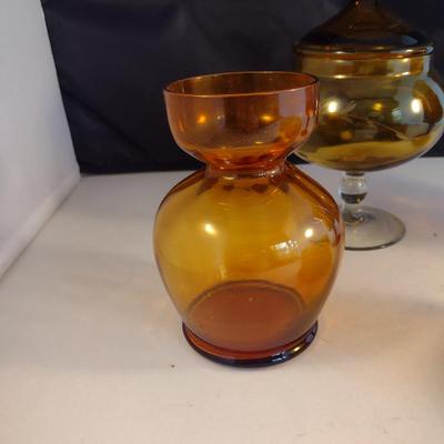 Collection of Amber Glass Home Decor