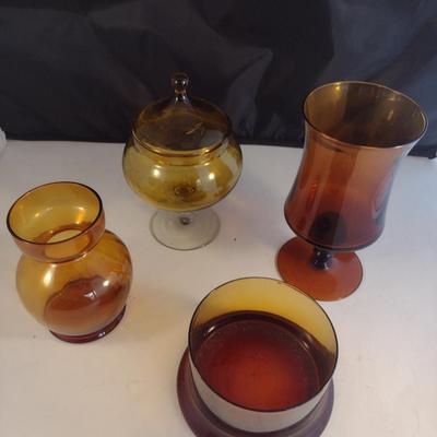Collection of Amber Glass Home Decor