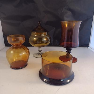 Collection of Amber Glass Home Decor