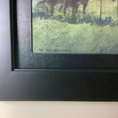 518 Original Watercolor "Banded Cattle" By Richard R. Sneary