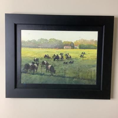 518 Original Watercolor "Banded Cattle" By Richard R. Sneary