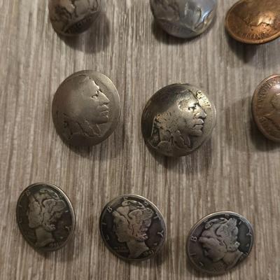 Antique Coin and Southwest Thunderbird Button Lot