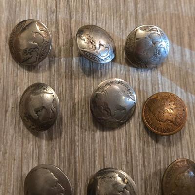 Antique Coin and Southwest Thunderbird Button Lot