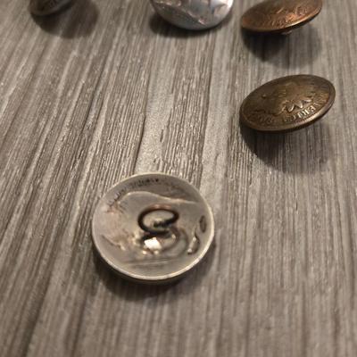 Antique Coin and Southwest Thunderbird Button Lot