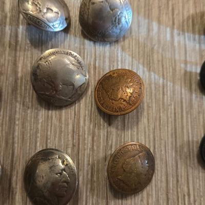Antique Coin and Southwest Thunderbird Button Lot