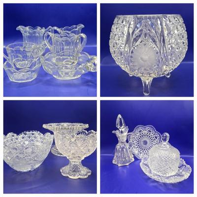 LOT 2L: Crystal Candy Dishes, Bowls, Creamer/Sugar, and Other Pieces