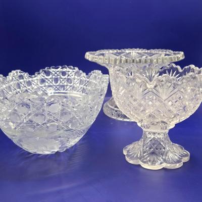 LOT 2L: Crystal Candy Dishes, Bowls, Creamer/Sugar, and Other Pieces