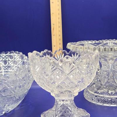 LOT 2L: Crystal Candy Dishes, Bowls, Creamer/Sugar, and Other Pieces