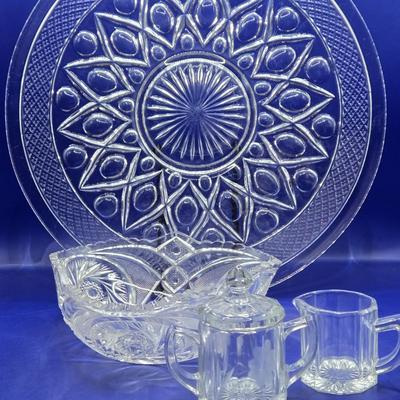 LOT 6L: Eat Dessert First! 2 Sets of 4 Tea & Dessert Plates, Large Platter, Creamer/Sugar,& Bowl