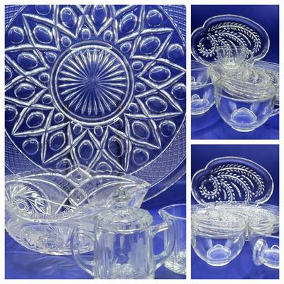 LOT 6L: Eat Dessert First! 2 Sets of 4 Tea & Dessert Plates, Large Platter, Creamer/Sugar,& Bowl