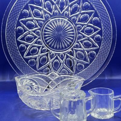 LOT 6L: Eat Dessert First! 2 Sets of 4 Tea & Dessert Plates, Large Platter, Creamer/Sugar,& Bowl