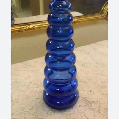 LOT 9L: Vases, Including Cobalt Blue Glass Stacked Bubble Bottle and More
