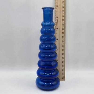 LOT 9L: Vases, Including Cobalt Blue Glass Stacked Bubble Bottle and More