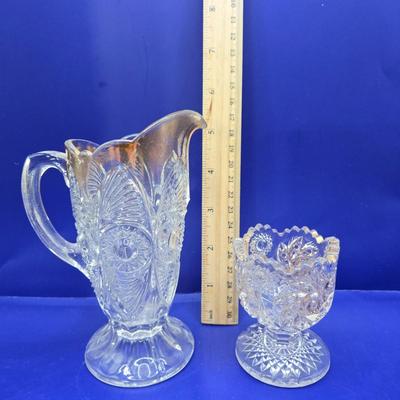 LOT 15L: Vintage Victorian Clear Glass Boot Shoe Roller Skate, Vintage Glass Daisy Shoe, and Other Crystal/Glass Pieces