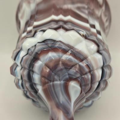LOT 17L: Slag Glass Pitcher and Goblet