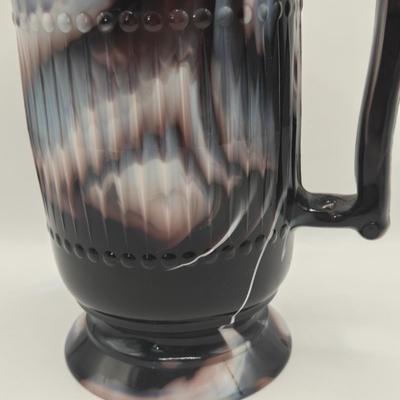 LOT 17L: Slag Glass Pitcher and Goblet