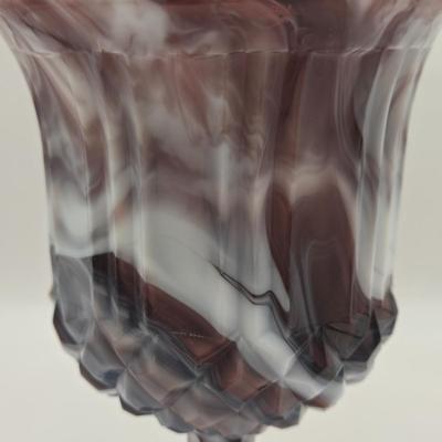 LOT 17L: Slag Glass Pitcher and Goblet