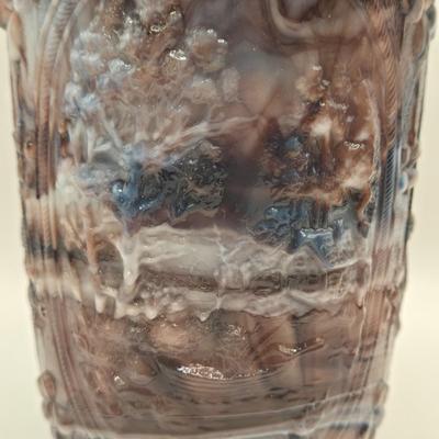 LOT 18L: Two Vintage Purple Slag Glass Windmill Pitchers