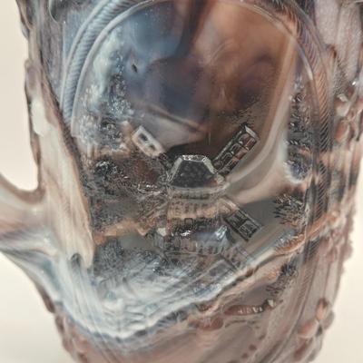 LOT 18L: Two Vintage Purple Slag Glass Windmill Pitchers