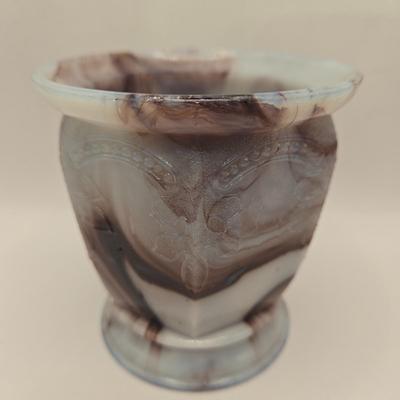 LOT 19L: Purple Slag Creamer & Sugar and Votive Candle/Toothpick Holder