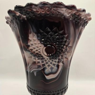 LOT 20L: Vintage Purple Slag Glass Vase and Small Pitcher/Creamer