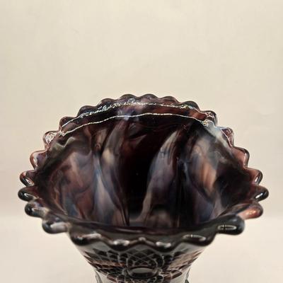 LOT 20L: Vintage Purple Slag Glass Vase and Small Pitcher/Creamer