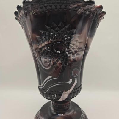 LOT 20L: Vintage Purple Slag Glass Vase and Small Pitcher/Creamer