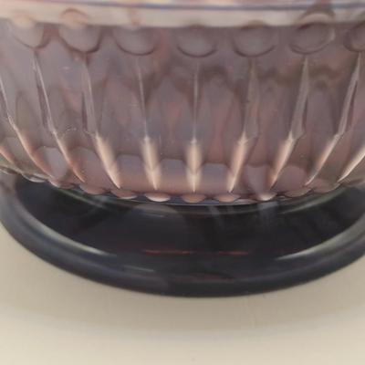 LOT 21L: Victorian Purple Slag Glass Spill Vase and Bowl