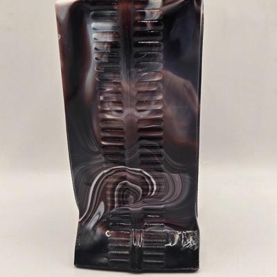 LOT 21L: Victorian Purple Slag Glass Spill Vase and Bowl