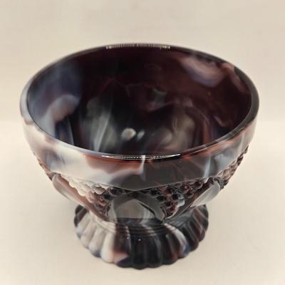 LOT 24L: Vintage Slag Glass Goblet, Pedestal Bowl, and Candy Dish