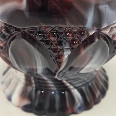 LOT 24L: Vintage Slag Glass Goblet, Pedestal Bowl, and Candy Dish