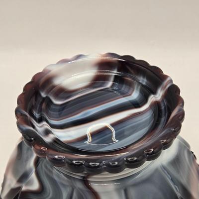 LOT 24L: Vintage Slag Glass Goblet, Pedestal Bowl, and Candy Dish