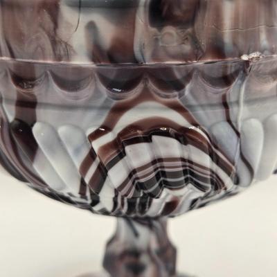 LOT 24L: Vintage Slag Glass Goblet, Pedestal Bowl, and Candy Dish
