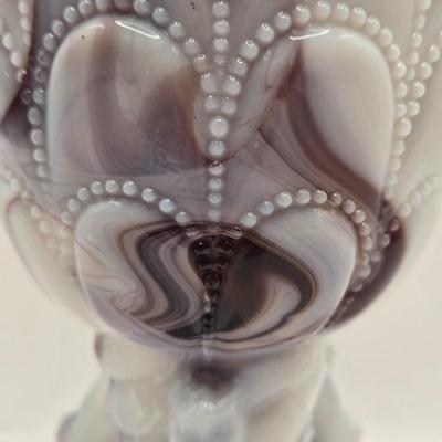 LOT 24L: Vintage Slag Glass Goblet, Pedestal Bowl, and Candy Dish