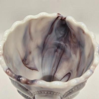 LOT 24L: Vintage Slag Glass Goblet, Pedestal Bowl, and Candy Dish