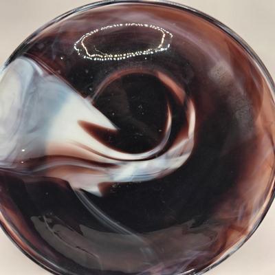 LOT 27L: Purple Slag Glass Cake Plate and Two Spill Vases