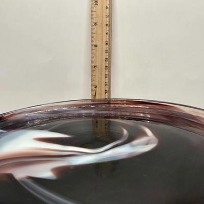 LOT 27L: Purple Slag Glass Cake Plate and Two Spill Vases