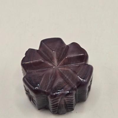 LOT 29L: Vintage Ruffled Edge Slag Glass Bowl and Three Salt Cellars
