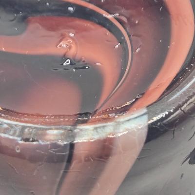 LOT 30L: Vintage Purple Slag Glass Angel on a Star Candle Holder, Small Cornucopia, Creamer/Small Pitcher, and Two Tumbler Glasses