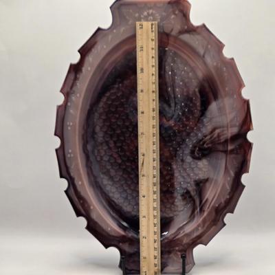 LOT 31L: Three Notched Border Purple Slag Glass Serving Platters